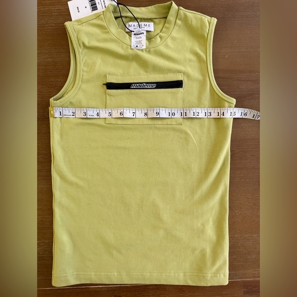 Mademe Lime Green Pocket Front Tank Size M - Picture 5 of 7
